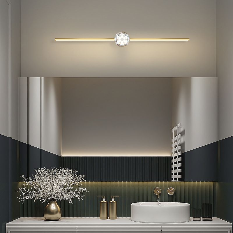 Modern LED Metal Wall Sconce Linear Shape Vanity Lamp with Acrylic Shade for Bathroom