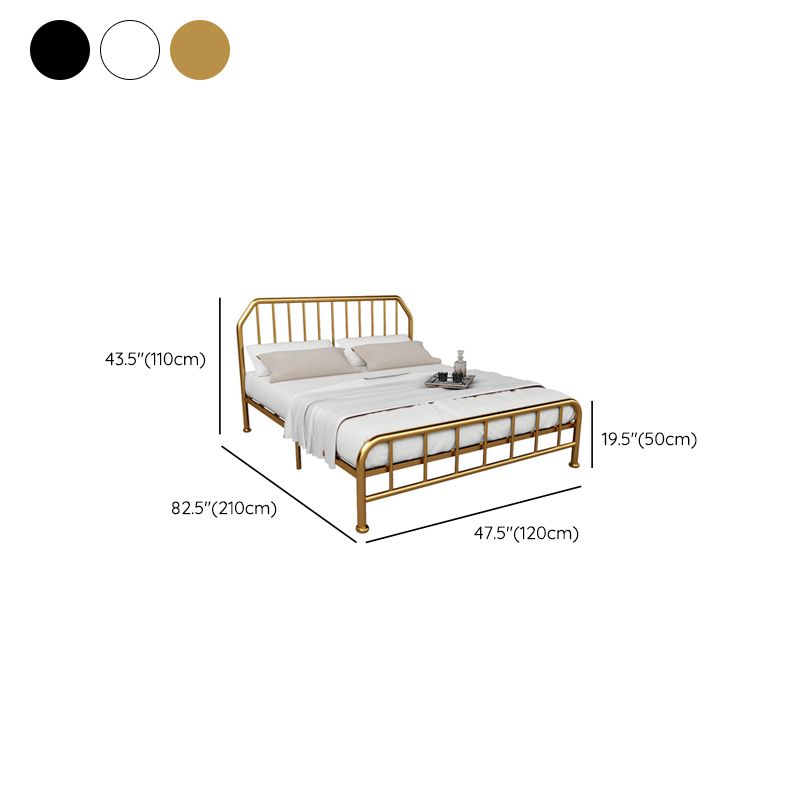 Contemporary Spindle Slat Bed Metal Open-Frame Bed with Custom Gold Legs