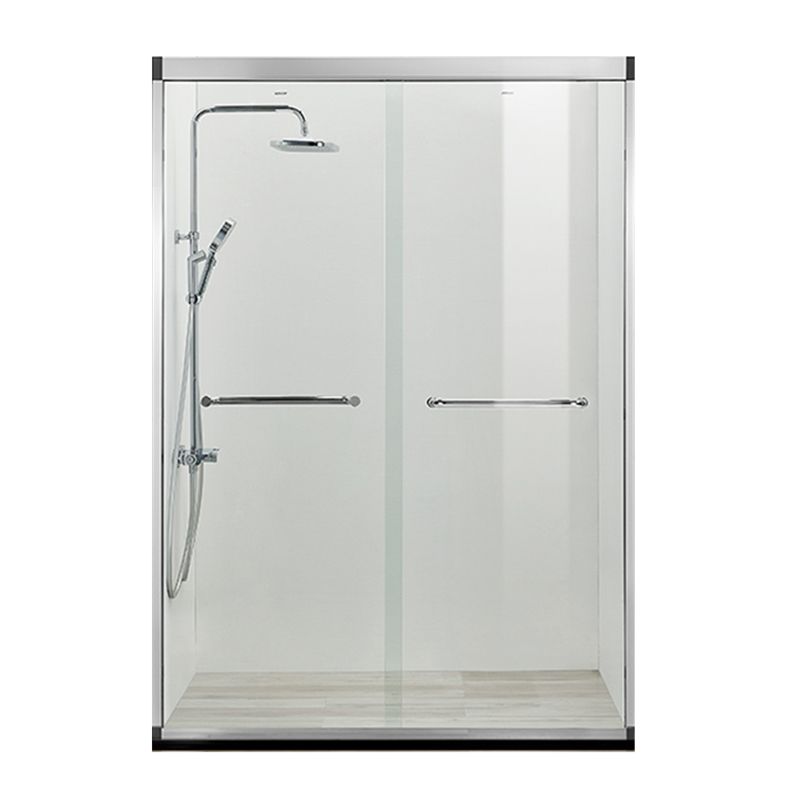 Black Double Sliding Shower Bath Door Semi-Frameless Tempered Shower Doors