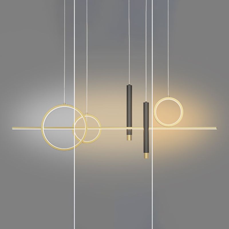 Luce a sospensione dell'isola a LED lineare in alluminio in moderna luce del soffitto in ferro battuto in stile creativo con ombra acrilica