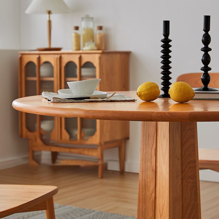 Solid Wood Round Dining Table Simplicity Dining Table with Pedestal Casual