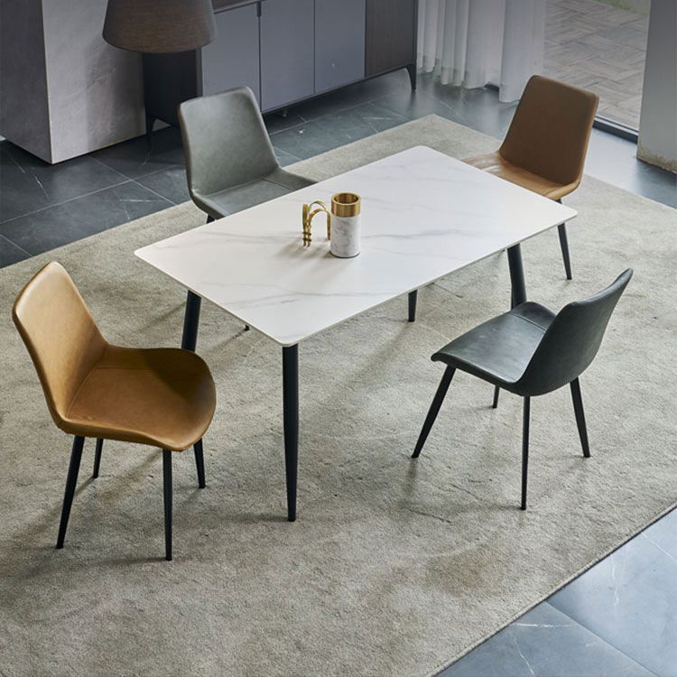 Metal Modern Rectangle Table Sintered Stone Table for Kitchen and Dining Room