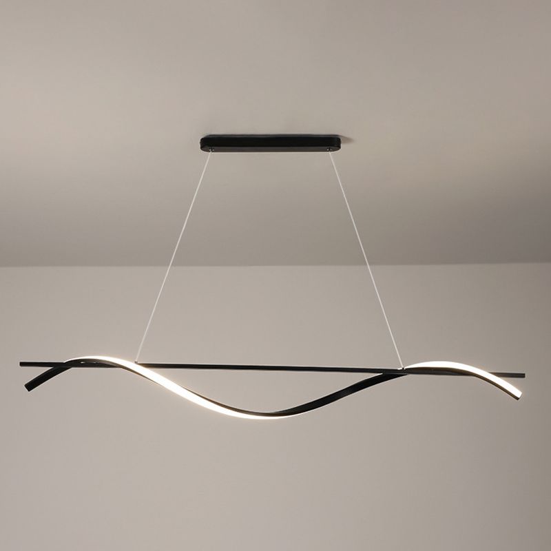 Simple Linear Hanging Island Light Metal Hanging Lighting Fixture for Sitting Room