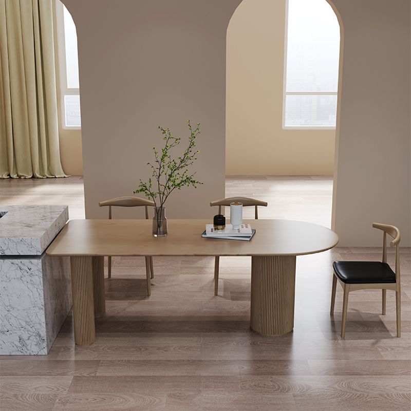 Contemporary Wood Top Oval Dinette Table Wood Pedestal Dining Table