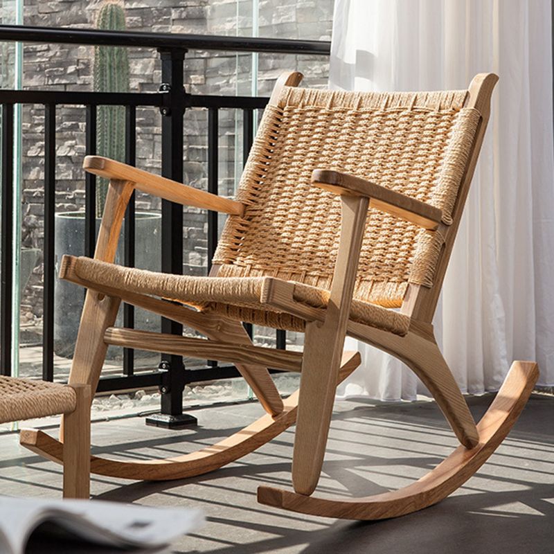 Modern Style Wood Base Rocking Chair Leisure Chaise Lazy Chair for Balcony