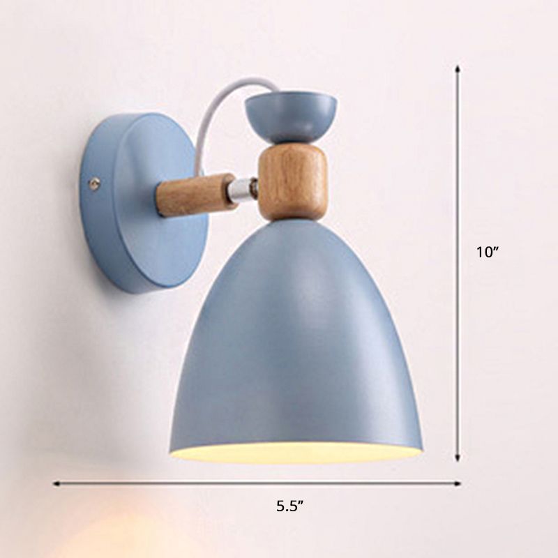 Eenpersoonsbedeld aan de hand gemonteerd leeslicht macaron verstelbare wandlamp met bel metalen schaduw