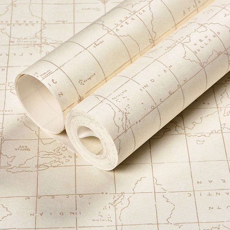World Map Kids Wallpaper Roll for Bedroom Non-Woven Fabric Wall Art, 33'  x 20.5"