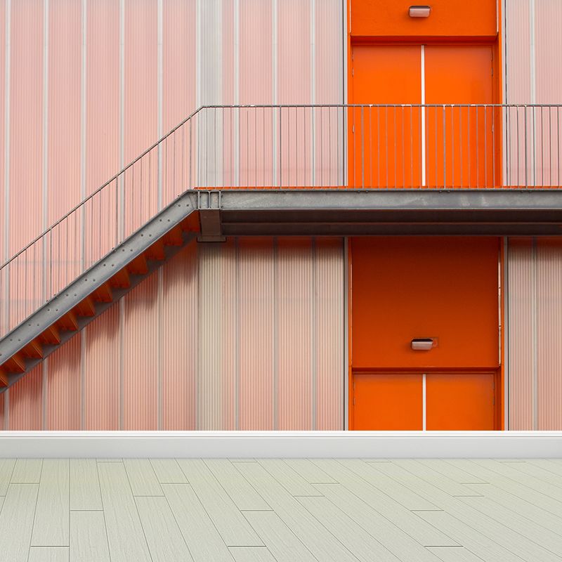 Smooth Large Pink Mural Modern Factory Interior Stairway Wall Art, Customized Size