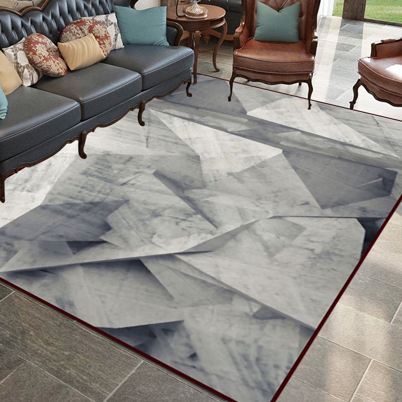 Novelty Modern Rug in Grey Abstract Irregular Shape Pattern Rug Polyester Non-Slip Carpet for Home Decoration