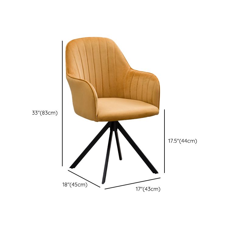 Glam Kitchen Dining Arm Chair Faux Leather Side Chairs in Yellow