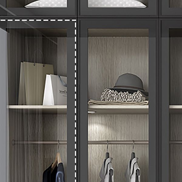 Contemporary Style Wardrobe Gray Colour Glass Wardrobe Closet