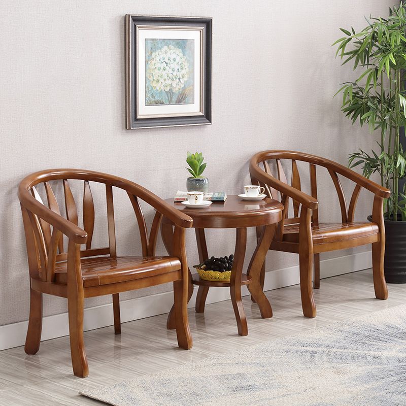Traditional Style Dining Chair Wooden Open Back Side Chair for Living Room