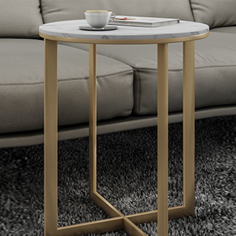 Contemporary Frame Coffee Table Round Slate Top Cocktail Table