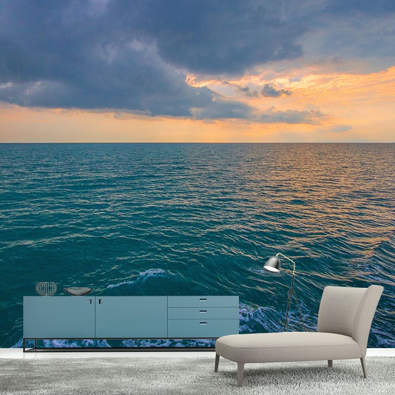 Contemporary Sea Mural Soft Color Stain Resistant Wall Art for Living Room