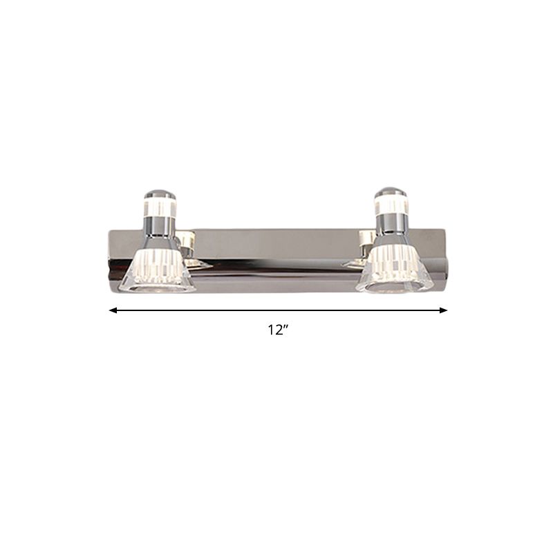 Contemporary Style Conic Sconce Light Aluminum 2/3/4 Lights Bathroom Stainless Steel Vanity Lighting, Warm/White Light