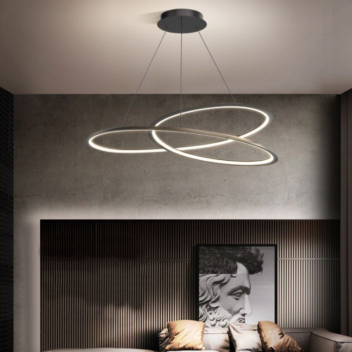 Black Aluminum Hanging Pendant Lights Contemporary Hanging Lamps for Living Room
