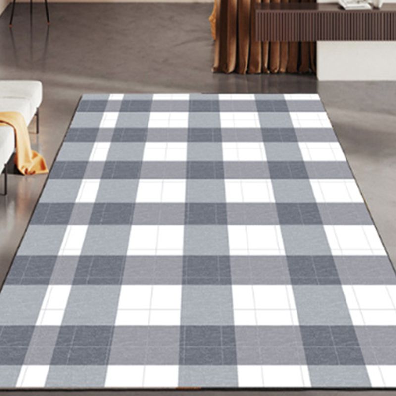 Orange Modern Carpet Check Pattern Polyester Carpet Washable Carpet for Drawing Room