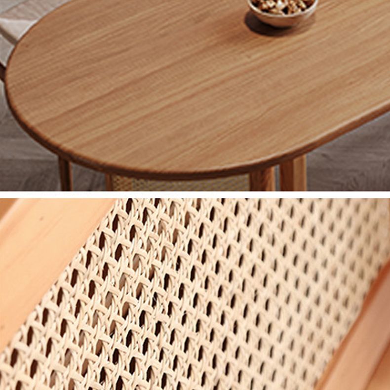Contemporary Khaki Standard Dining Table Solid Wood Kitchen Dining Table with Double Pedestal Base