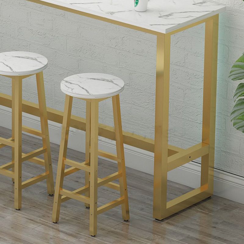 Glam Indoor Bar Stool Table Rectangle Bar Dining Table with Footrest