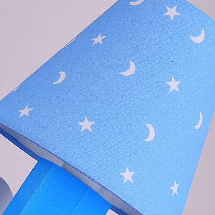 Geométrique Shade 1-Light Murce Sconce Kids Style Fabric Mur Moup Lightture en bleu