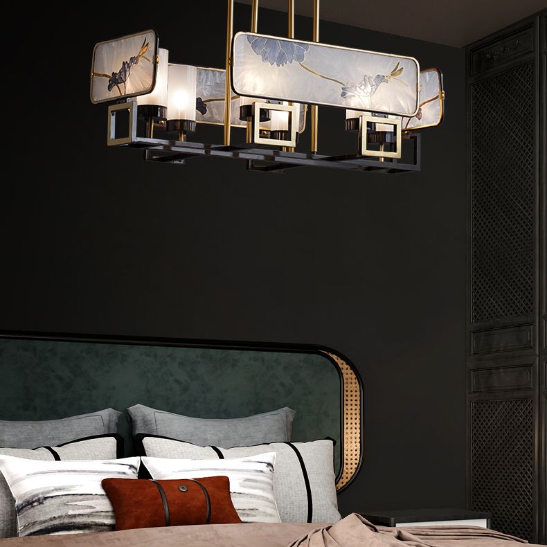 Modern Style Cylindrical Shape Island Lights Glass Pendant Lights in Gold