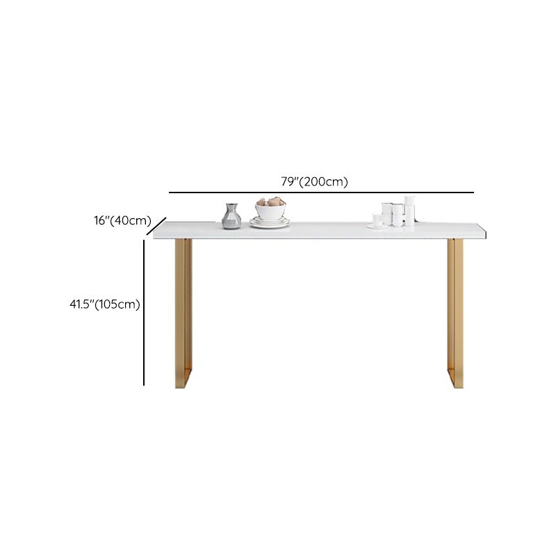 Glam Pub Height Dining Table White and Gold Counter Height Table