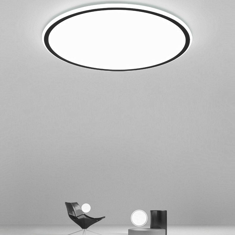 Modern Bedroom Round LED Ceiling Light Minimalist Aluminum Hallway Lighting Fixture in Black + White