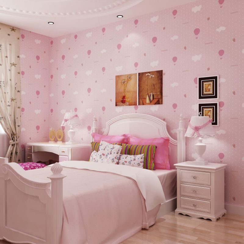 20.5"W x 33'L Romantic Minimalist Cartoon Balloon Non-Pasted Wallpaper for Girls