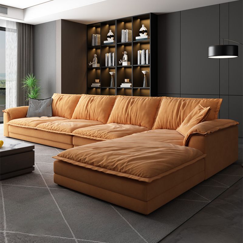 Nordic Stationary Living Room Recessed Arm Pillows Sofa Chaise