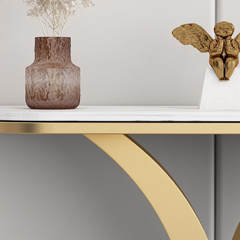 Glam Marble Console Table Half Moon Abstract 12" W Accent Table for Hall