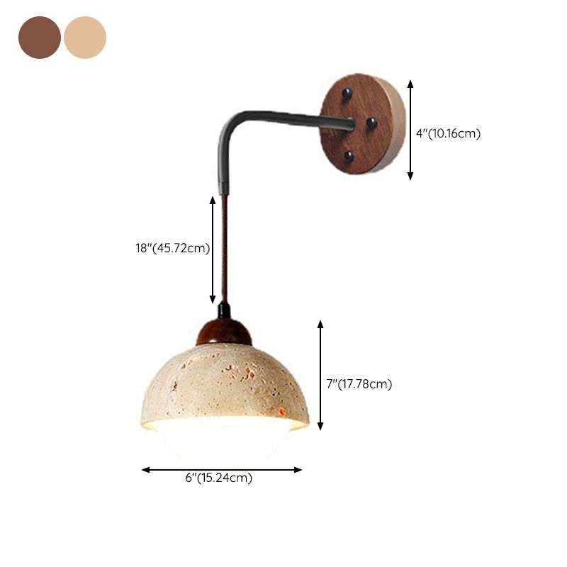 Modern Style Wall Lamp Wooden Wall Mount Lamp with Stone Shade for Bedroom