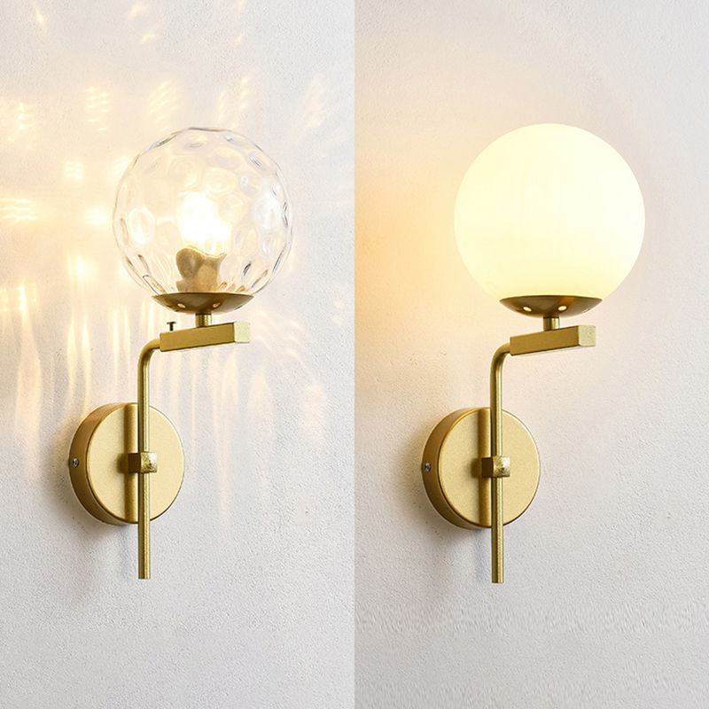 Iluminación de pared de sombra esférica de estilo nórdico 1 luces lámpara de apliques para dormitorio