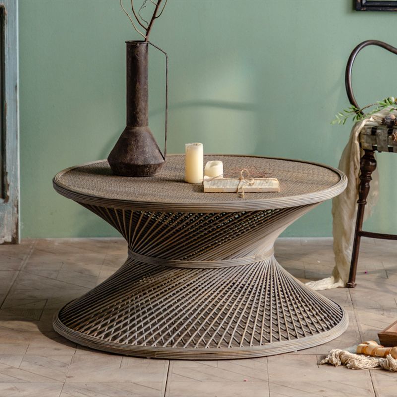 Rustic Corner Table Round Pedestal Distressed Accent Side Table