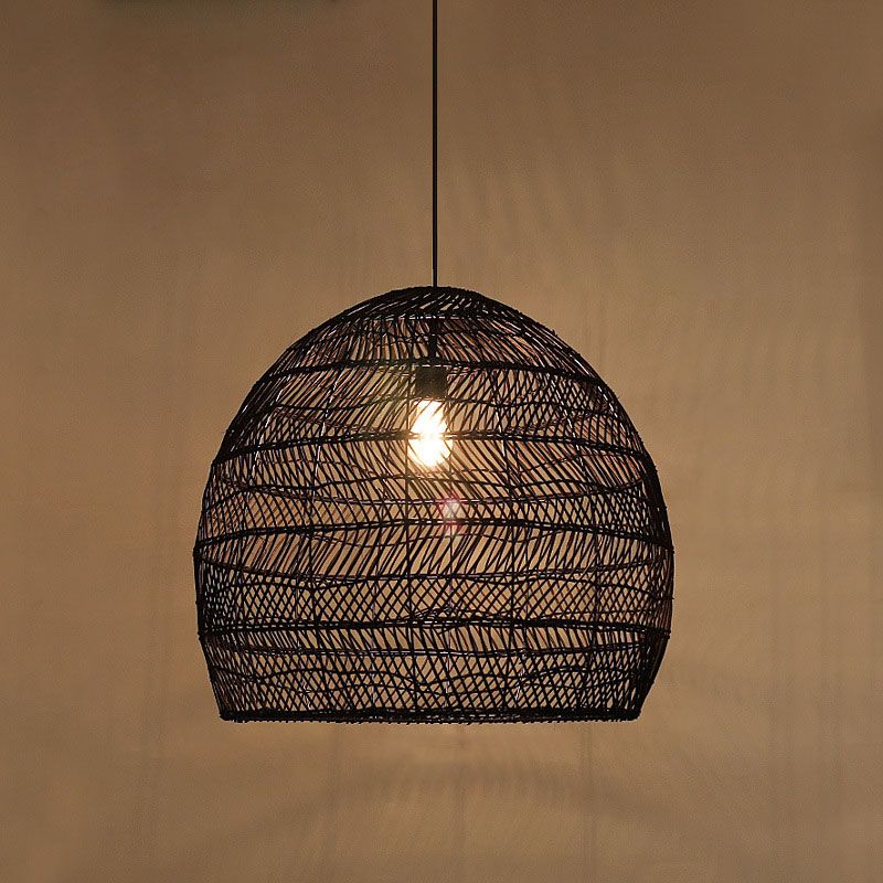 Rattan Cloche Pendellende Deckenleuchte Asian Single-Bulb-Suspensionsbeleuchtung über Esstisch