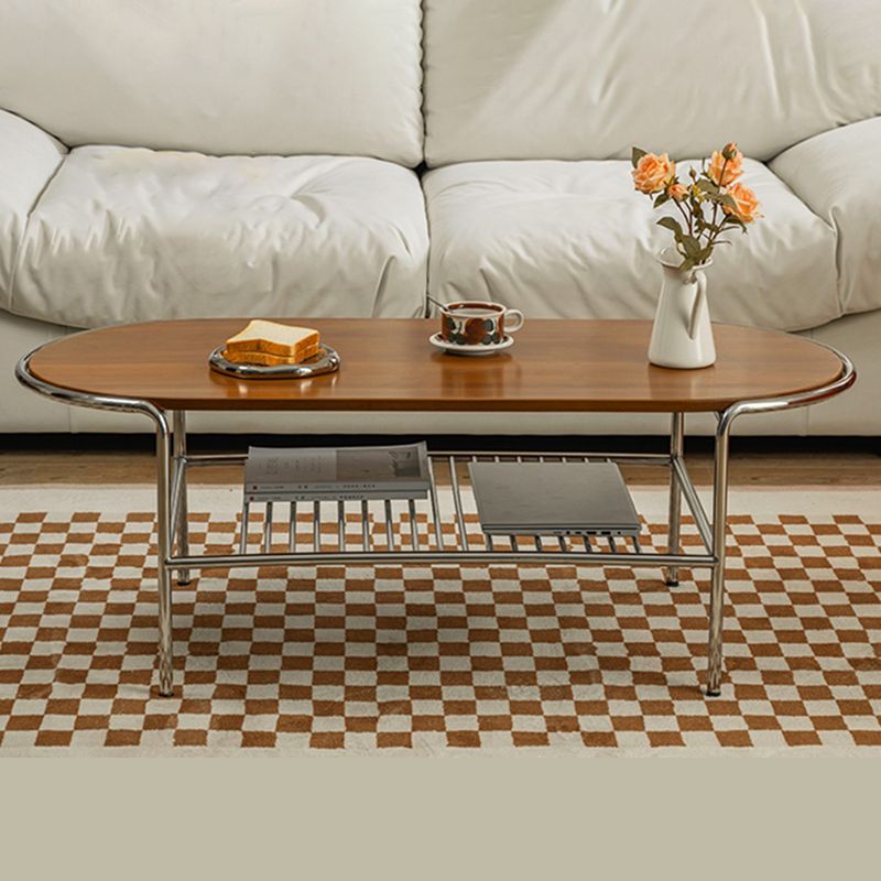 Modern Frame Coffee Table Black Wood Coffee Cocktail Table with Shelf