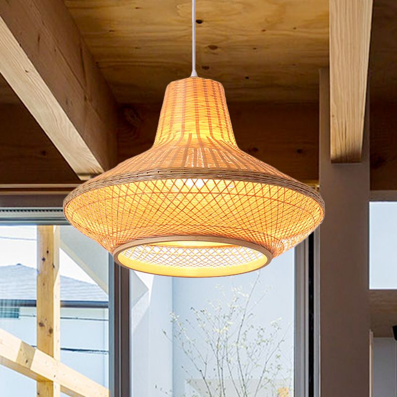 1 hoofdtheehouse ophanging hanger eigentijds hout hangend plafondlicht met pot bamboe schaduw