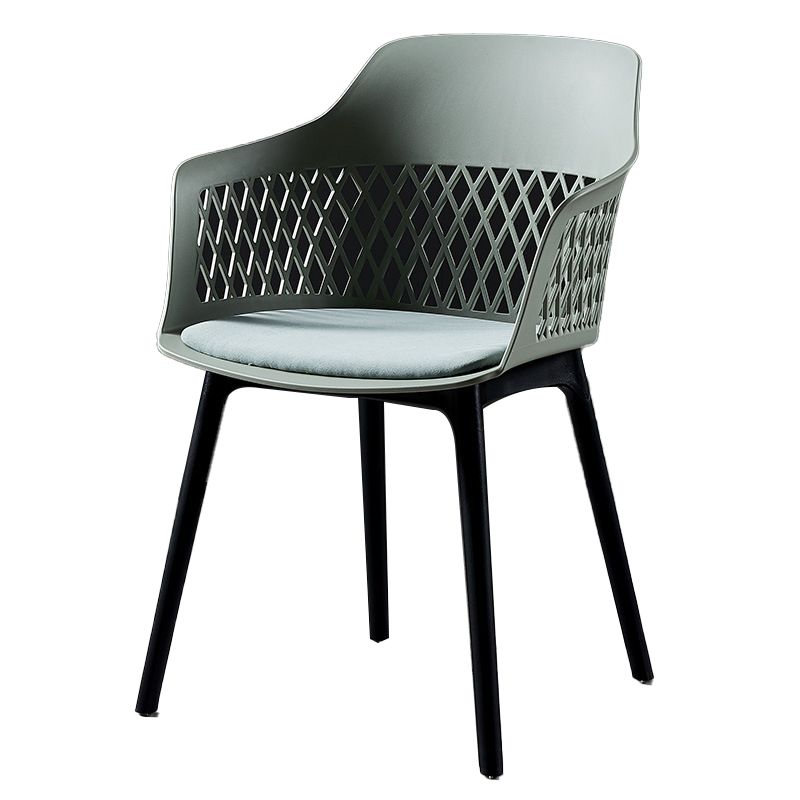 Sillón de metal contemporáneo para interiores y exteriores, sillón con respaldo abierto