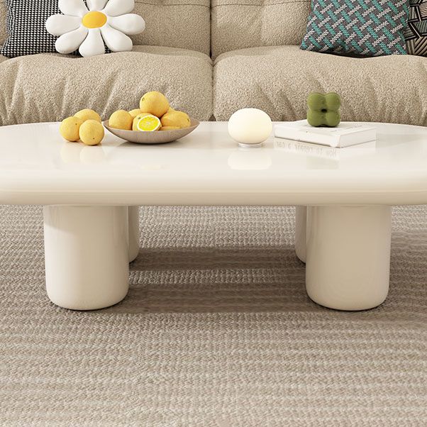 Modern 4 Legs Cocktail Table Oval Engineered Wood Coffee Table - White
