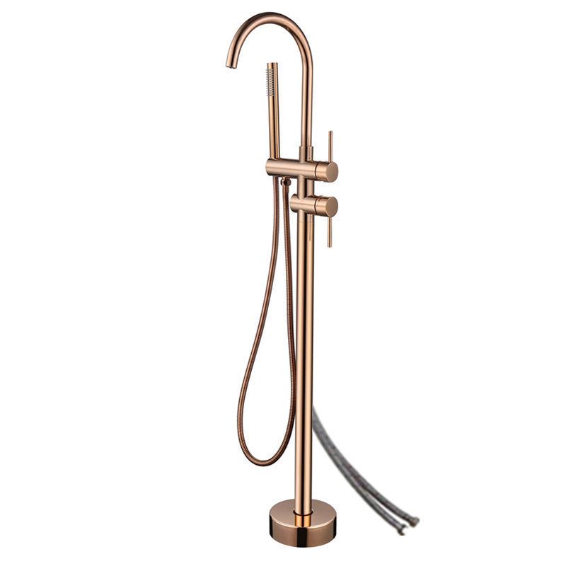 Floor Mounted Metal Freestanding Tub Filler High Arc Freestanding Faucet