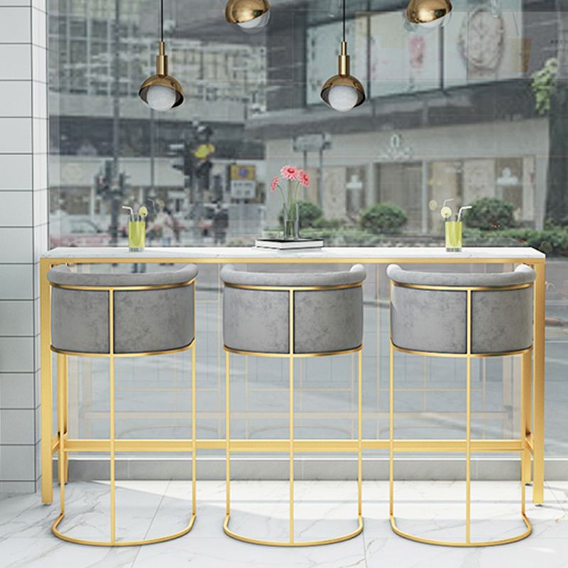 Glam Style Bar Stool Armed Upholstered Bar Stool for Dining Room