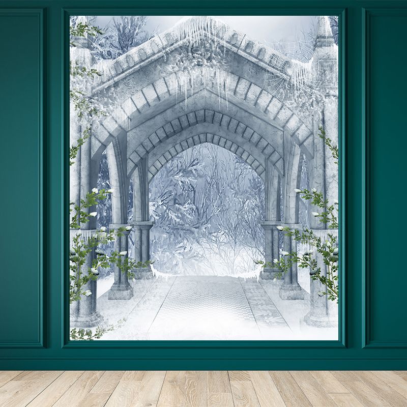 Contemporary Winter Bower Wall Mural White Decorative Wall Covering for Living Room