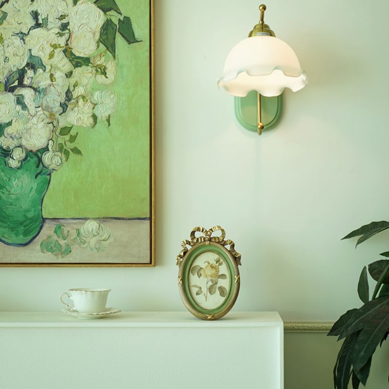 Nordic Style Wall Light Dome Shape Wall Lamp with Wooden Base for Bedroom