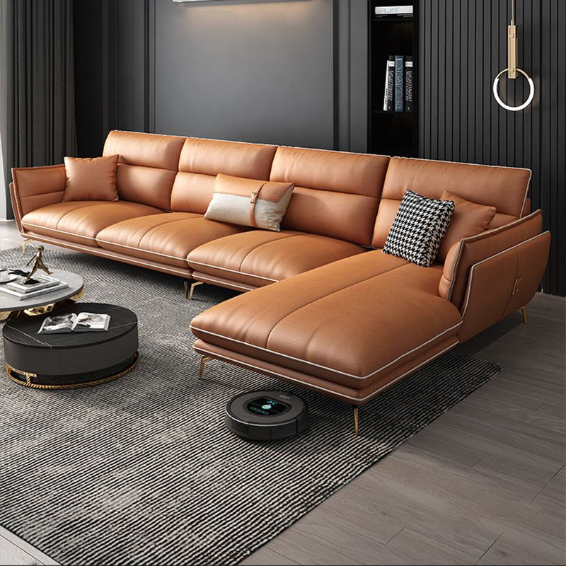 Orange Luxurious 4-seater Sectional 37.4" H Flared Arm Sectional