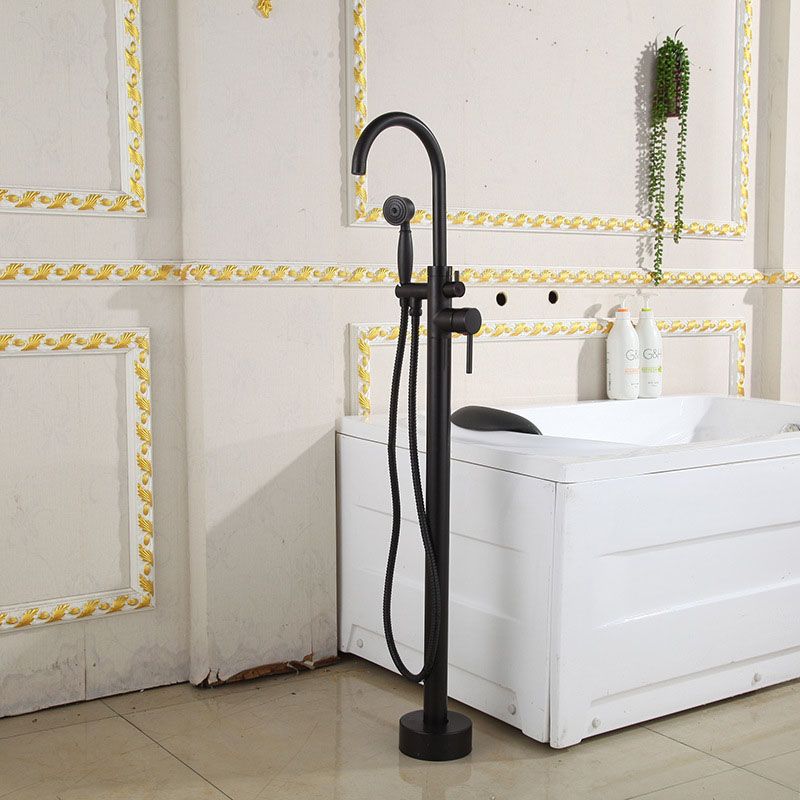 Floor Mounted Freestanding Tub Filler Modern Style Metal Freestanding Tub Filler