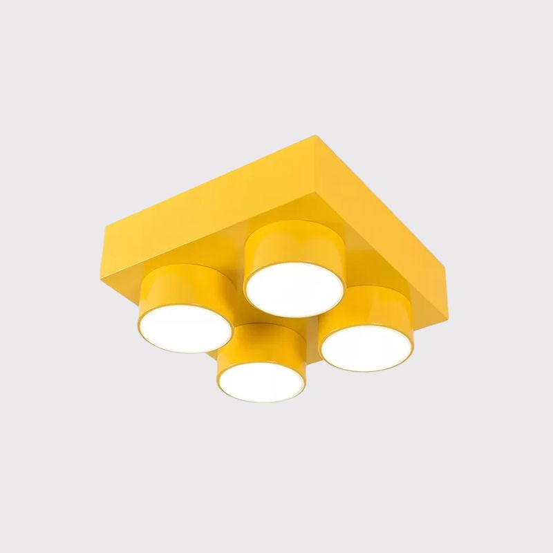 Lámpara de techo LED de bloque de construcción, lámpara de acrílico roja/amarilla/azul de montaje empotrado para dormitorio
