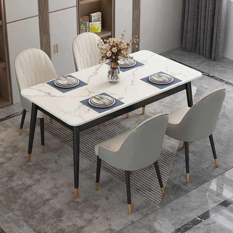 Modern Style Rectangle Stone Table Standard Height Dining Table with 4 Legs
