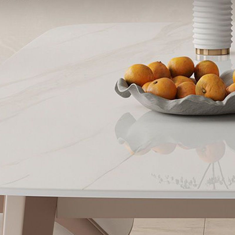Kitchen Luxury Dinner Table Stone Rectangle 4 Legs Dining Table