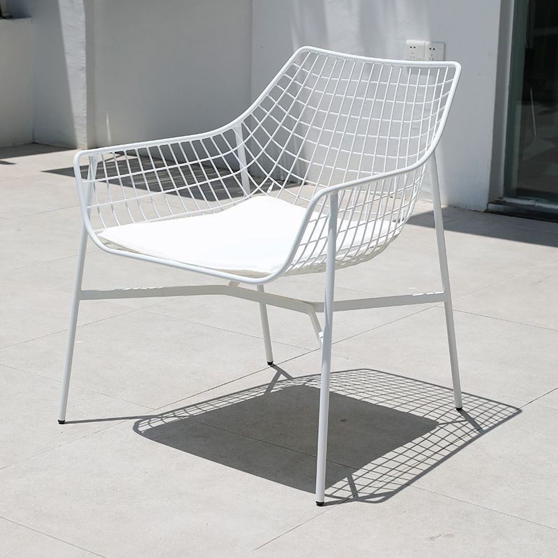 Industrial Dining Chairs Iron With Arm Open Back Outdoor Bistro Chairs
