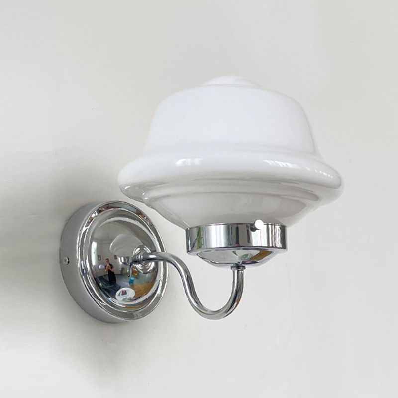 Glass Geometric Wall Sconces Industrial Style 1 Light Wall Mounted Lamps in White