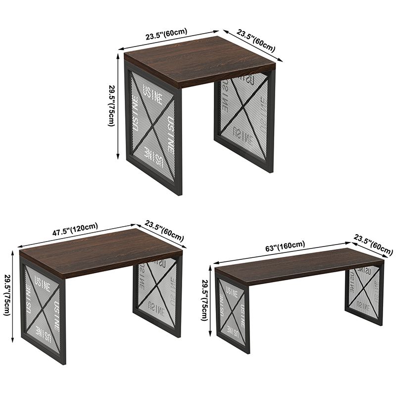 Industrial Style Dining Room Table Black Double Pedestal Table for Home Kitchen Dinner